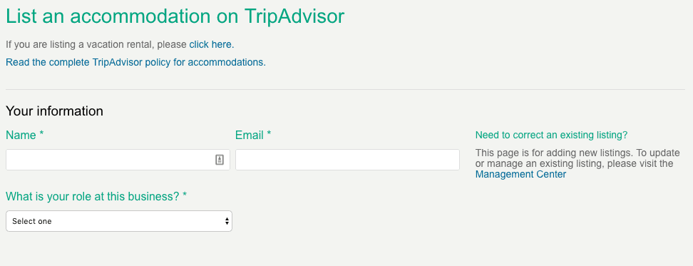 TripAdvisor for Business Listing