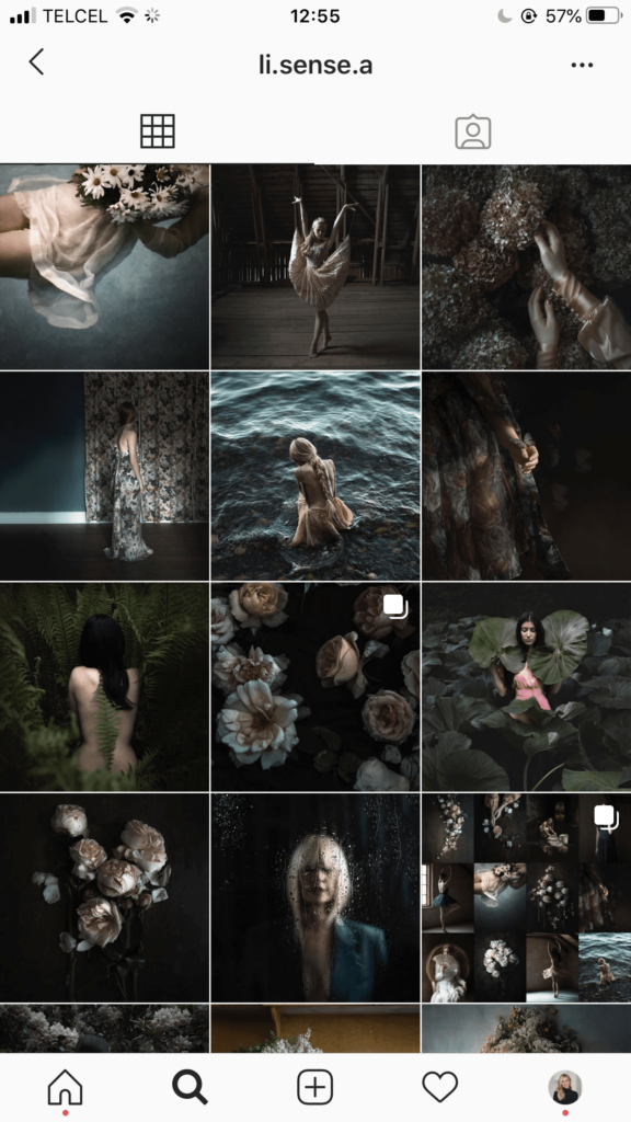 organize instagram feed dark mood