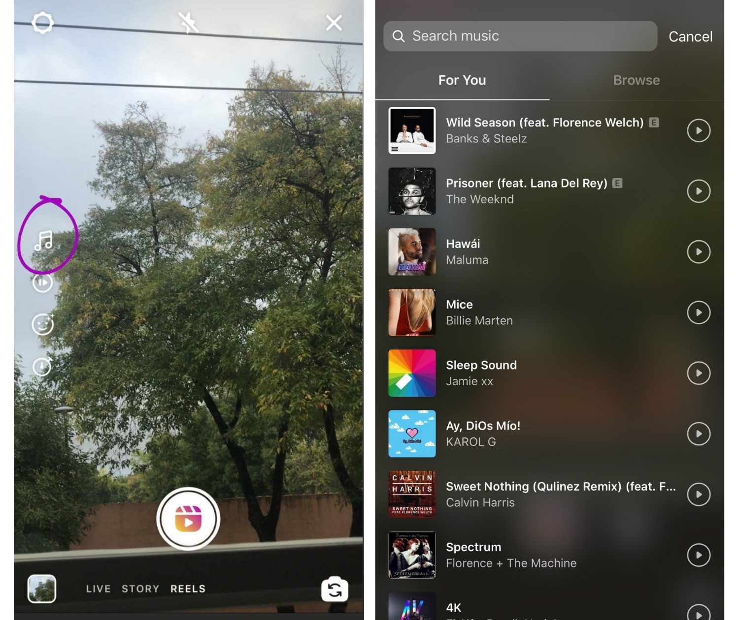 instagram reels music lip sync