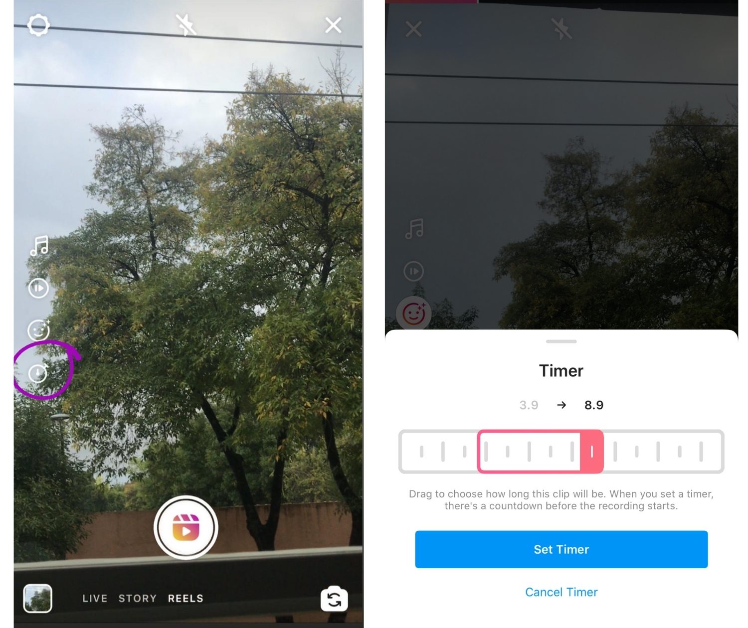 instagram reels timer