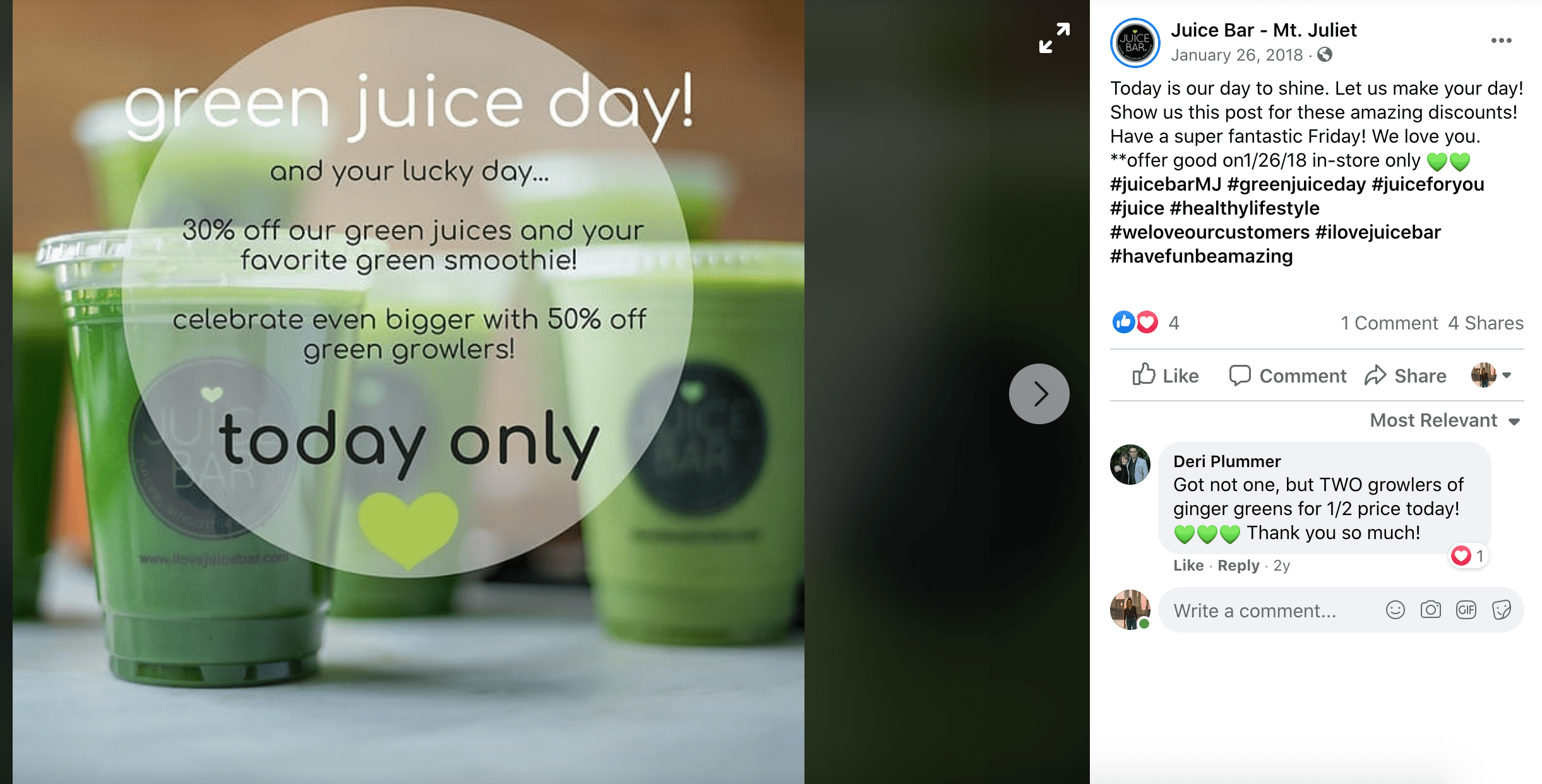 january social media calendar green juice