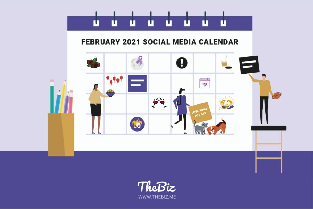February Social Media Calendar + Post Ideas for Businesses - TheBiz February Social Media Calendar + Post Ideas for Businesses - TheBiz