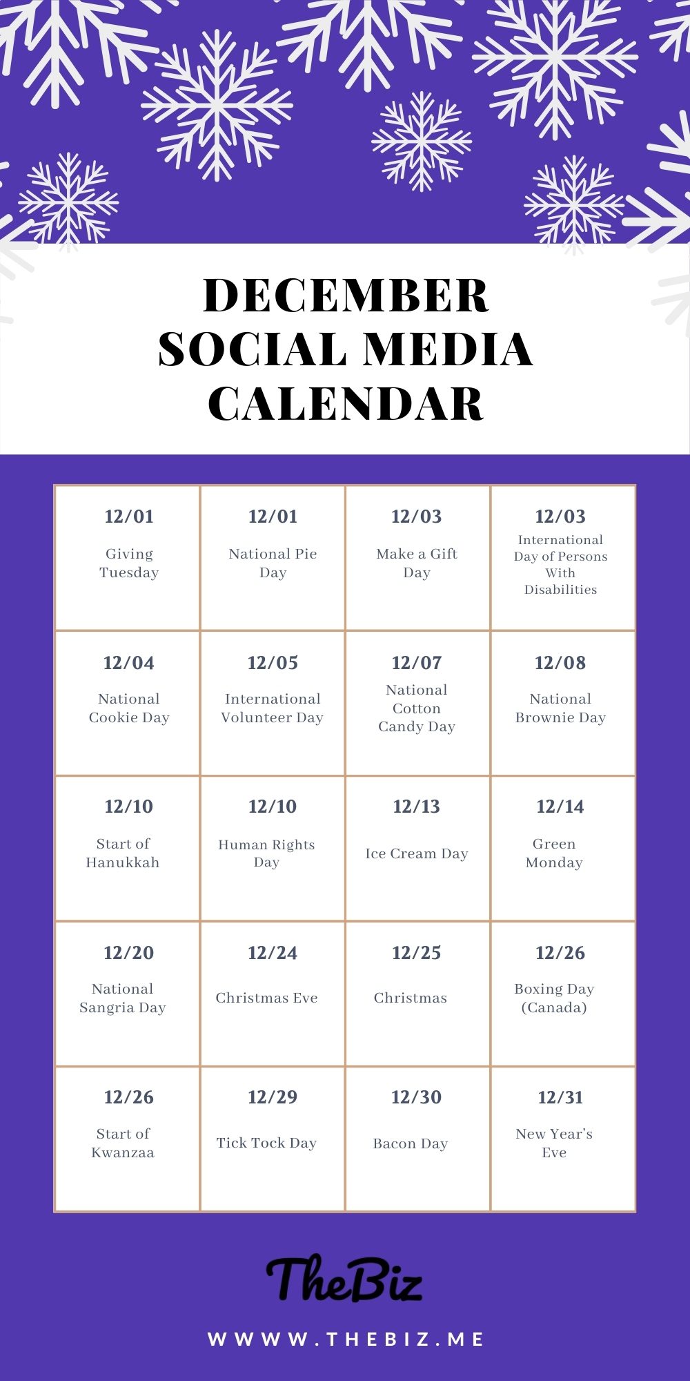 December Social Media Calendar and Post Ideas for Businesses [ + FREE  Templates ] – TheBiz