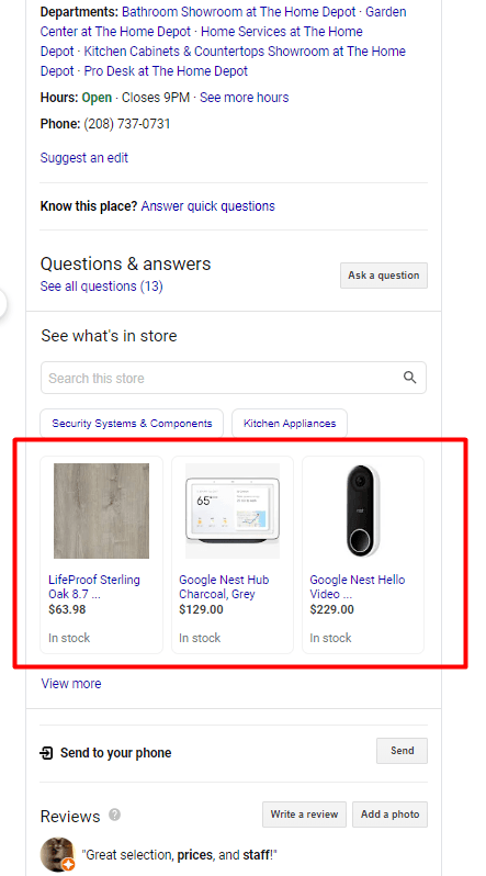 Google My Business Posts products